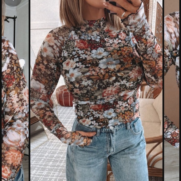 Floral print mesh top - Picture 5 of 5